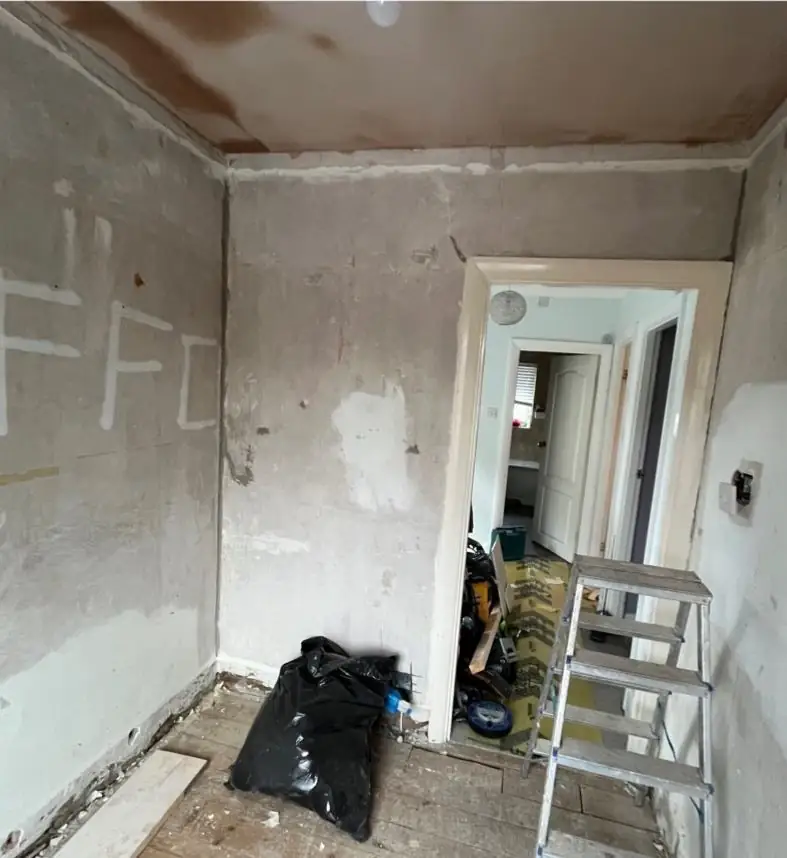 Bedroom door and wall before decorating