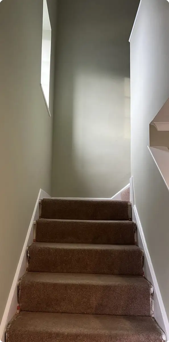 Staircase after redecoration in green