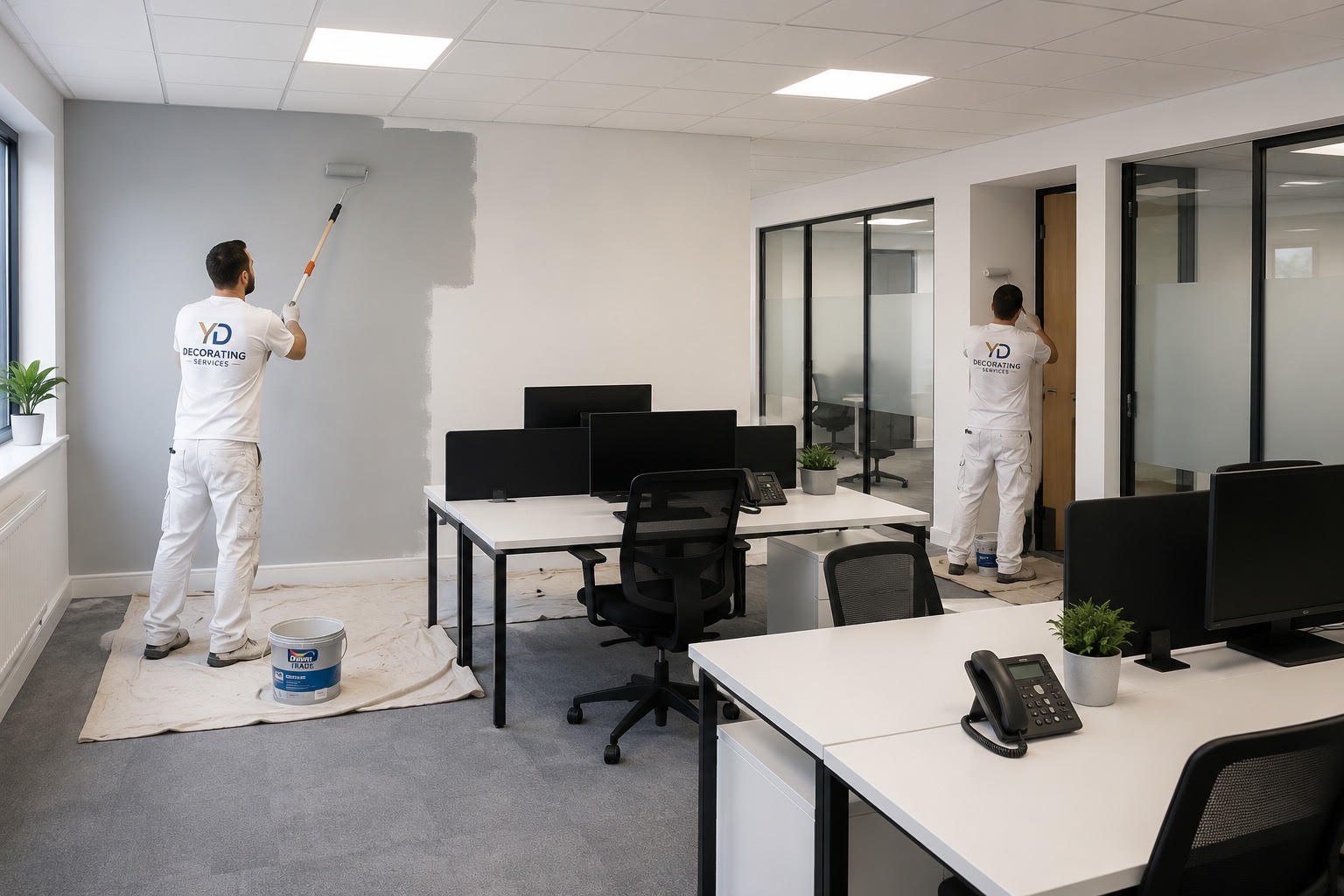 Freshly painted small office interior in Epsom